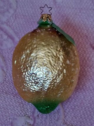 Christopher Radko Lemon Blown Glass Christmas Ornament 4.  5 "
