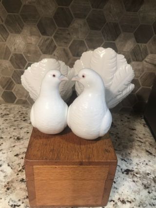 Lladro Couple Of Doves 1169 Porcelain Kissing Doves Figurine