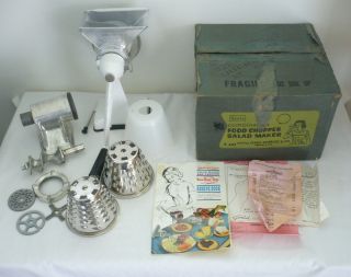 Vintage Sears Merry Grinder Combo Food Chopper/salad Maker W/box,  Instructions