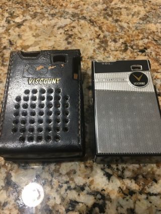 TWO Vintage Viscount 6 - Transistor Radios Model 611 and 2 cases 2