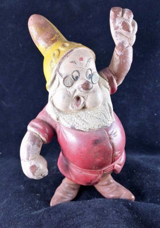 Vintage Walt Disney Seiberling Latex Hand Painted Doc Toy 1930s Snow White Dwarf
