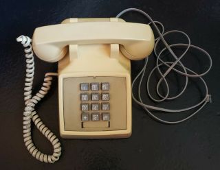 Vintage Telephone Itt Push Button Touch - Tone Mushroom Beige Desk Phone