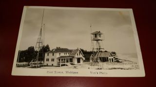 1936 Us Coast Guard Station East Tawas Michigan Rppc Photo Postcard Van Photo