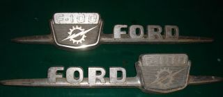 Two Vintage 1959 Ford F - 100 Badge Emblem 1006864 & 1006865 Right And Left