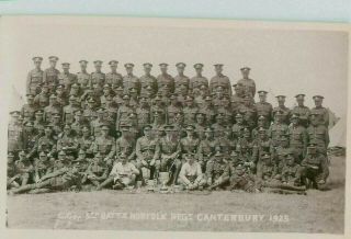 Rp Ww1 5th Norfolk Regiment Soldiers Canterbury Kent Military Camp R Photo 1925