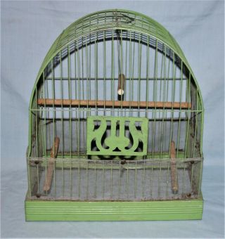 Vintage Painted Metal Curved Top Birdhouse Bird Cage 2