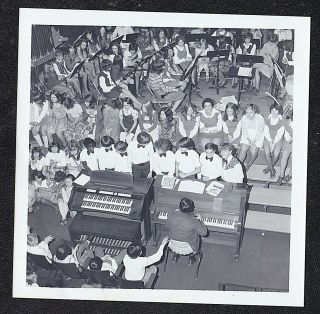 Vintage Photograph Huge Group Of Children Musical Performance Instruments Band