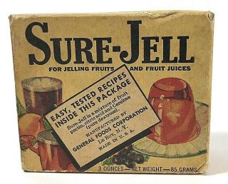 Vintage Sure Jell Package Jello Advertising Box With Recipes Inside