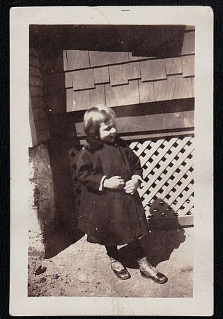 Vintage Antique Photograph Little Girl Standing In Front Of House