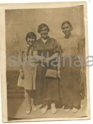 1930s Soviet Youth Three Girls Young Women Schoolgirl Pioneer Ussr Antique Photo