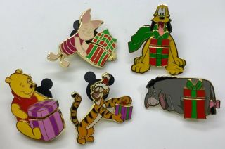 Disney Wdw A Gift For Pooh Tigger Eeyore Piglet Pluto 5 Pin Set