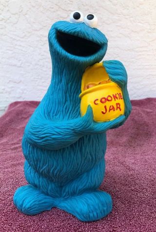 Vintage Muppets Cookie Monster Coin Bank With Stopper Illco 10 " Tall