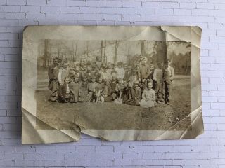 Antique Photo Students/ Class/ Children With A Dog - Class Pet?