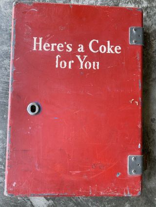 Vintage Coca - Cola Here’s A Coke For You Metal Door Cooler Vending Machine Sign