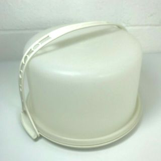 Tupperware Vintage 2 Tier Cake Carrier Taker W/ Handle White 683 - 2 684 - 2.