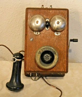 Wooden Wall Telephone W/b.  R Electric Transmitter & Stromberg Carlson Receiver