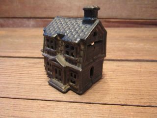 Vintage 1900 ' s A.  C.  WILLIAMS CAST IRON COLONIA Iron Bank House With Chimney 2