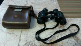 Vintage Carl Zeiss Jena D.  F.  6x Military Binocular Leather Case W/strap