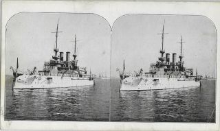 Underwood & Underwood Stereoview Card,  Us Battleship Alabama