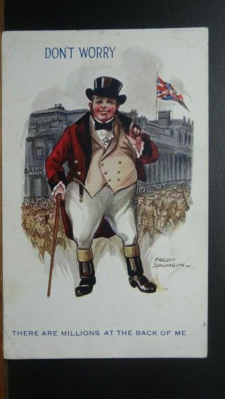 Ww1 Fred Spurgin Comic Postcard: John Bull,  Bank Of England & Army Humour