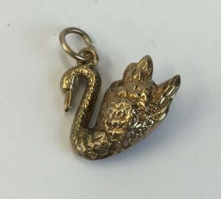 Vintage 1970’s 9ct Yellow Gold Swan Charm 15mm In Length 1g