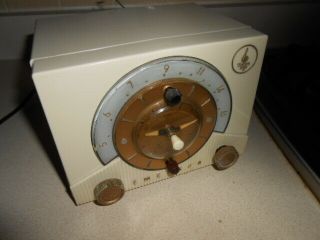 Deco Emerson Vintage tube clock Table Radio Model 724 B Ivory parts 2