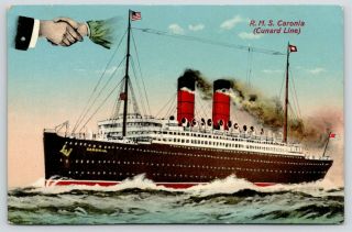British Ocean Liner Rms Caronia Cunard Line Hands Across Sea Warned Titanic 1912