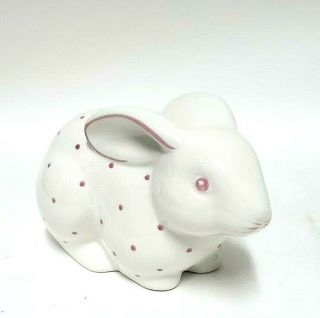 Tiffany & Co Ceramic Bunny Rabbit Piggy Bank Made In Italy Pink White 9”