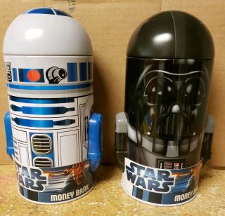 Darth Vader And R2 - D2 Star Wars Tin Coin Money Bank 2012 Lucasfilm 3 - 1/2 " X 7 "