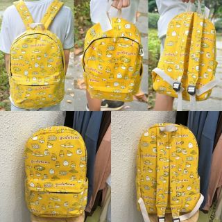 Cartoon Yellow Gudetama Lazy Egg Backpack Shoulder Bag Canvas Student Bookbag