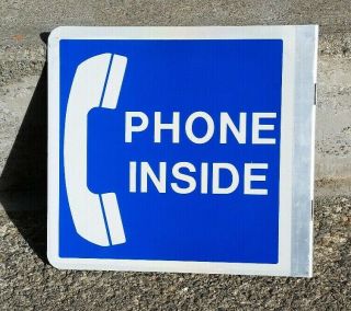 Nos Aluminum Phone Inside Sign 12 " X 12 " X 1 1/2 " Made In The Usa Reflective