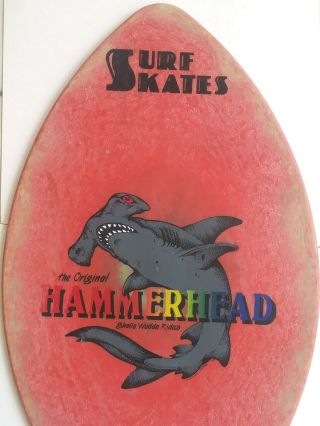 Vintage Skimboard Surfing Surf Skates The Hammerhead Shark Red