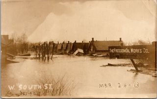 Rccp 1913 Battle Creek,  Mi West South Street Flood Waters Freedom Oil 677