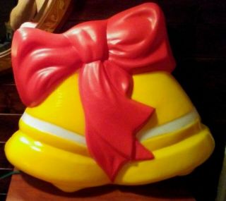 Vintage Yellow Bell W/ Red Bow Blow Mold 17 " X 24 " Christmas T.  P.  I 1993 Tpi