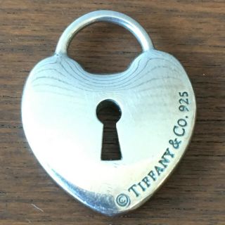 Vintage Tiffany & Co.  Sterling Silver Heart With Keyhole Charm Pendant