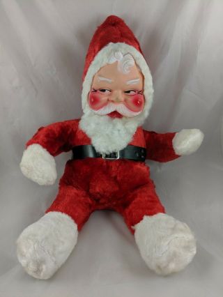Vintage Rubber Face Santa Claus Doll 18 " Musical Jingle Bells Stuffed Wind Up