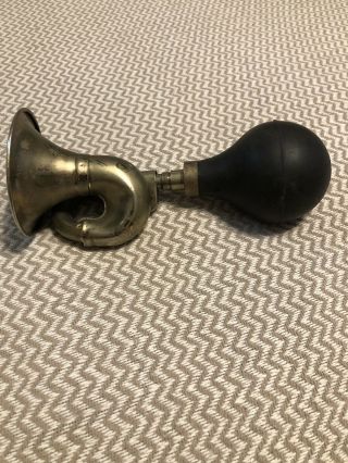 Vintage Metal Air Horn Bell Bugle Squeeze Rubber Bulb Bicycle Cycling