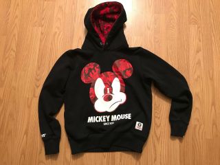 Women’s Aape By A Bathing Ape Bape Disney Mickey Mouse Collab Hoodie Size Small