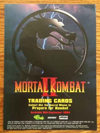 Mortal Kombat Ii (2) Sega Genesis 1994 Vintage Game Poster Ad Print Art Snes