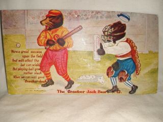 The Cracker Jack Bears No.  12 Premium Postcard 1907 Playing Baseball