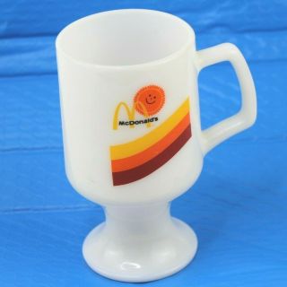 Vintage Milk Glass Mcdonalds Sunshine Pedestal Coffee Cup Mug