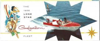 1958 Vintage Lone Star Boats Ad Fold Out Advertisement Brochure