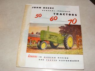 John Deere 50 60 70 General Purpose Tractors Sales Brochure June 1953 Farming
