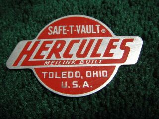 Vintage Safe - T - Vault Hercules Meilink Built Toledo Ohio Usa Aluminum Tag Safe