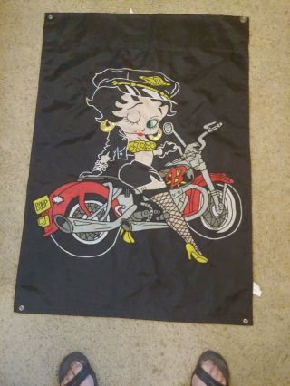 Outdoor Flag Lrg Betty Boop On A Motorcycle