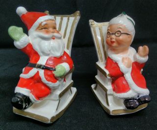 Vintage Lefton Japan Hand Painted Santa & Mrs.  Claus Salt & Pepper Shakers