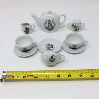 Vintage 1981 Walt Disney Alice In Wonderland Toy China Tea Set Made In Japan
