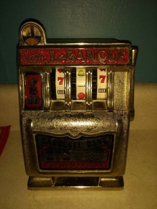 Vintage Casino Slot Machine Coin Bank Lebanque By Carousel One Armed Bandit