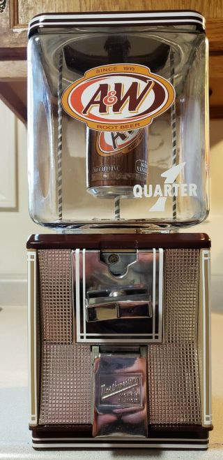 A&w Root Beer Coin Operated Northwestern Gumball Candy Machine / Sign