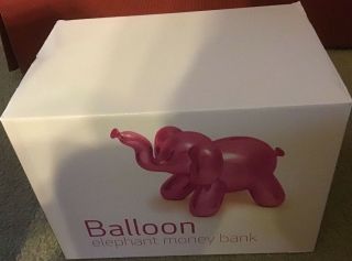 Humans 2 Balloon Elephant Ceramic Money Bank Pink Large Nib